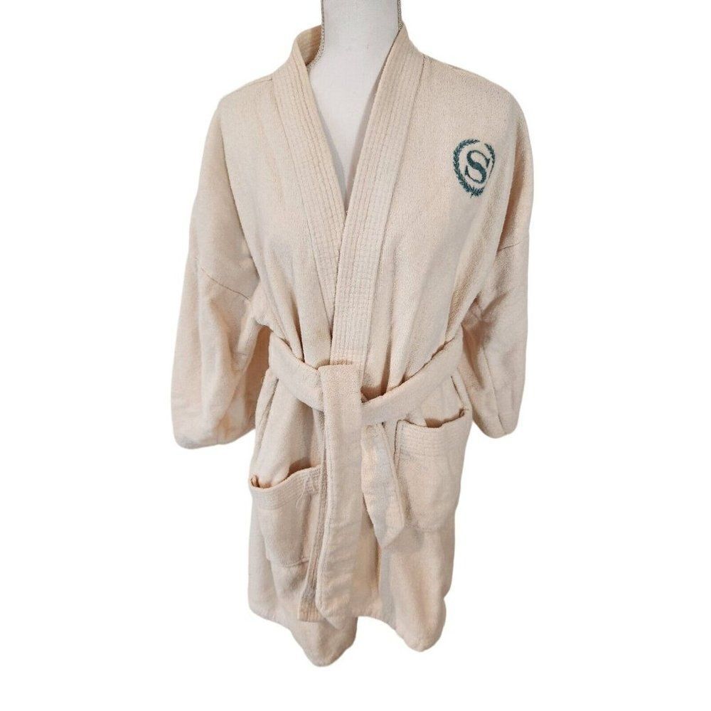 Vintage Sherton Sea Island Terry Velour OS Hotel Off White Robe Private Resort
